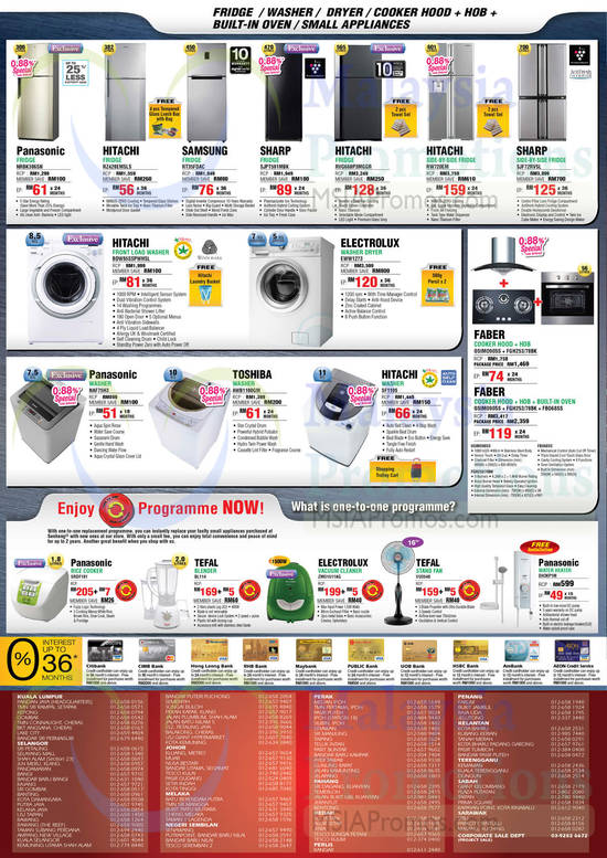 Fridges, Washers, Kitchen Appliances, Panasonic, Hitachi, Samsung, Sony, Sharp, Toshiba, Tefal, Electrolux