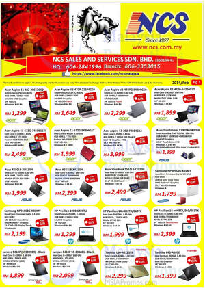 Featured image for NCS Samsung, Lenovo, HP, ASUS & More Notebook Offers 5 Feb 2014