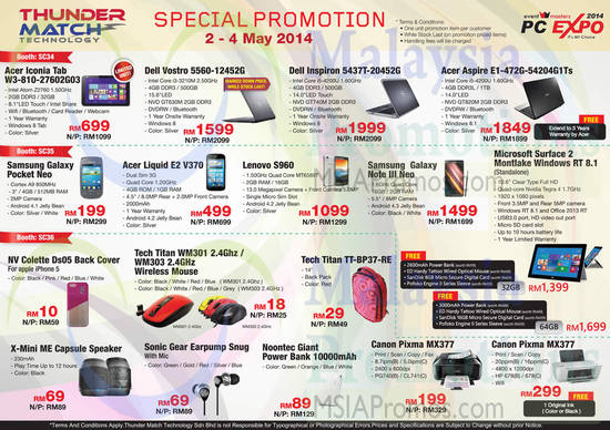 1 May Thunder Match Tablets, Notebooks, Smartphones, Printers, Acer, Dell, Samsung, Lenovo, Microsoft, Canon