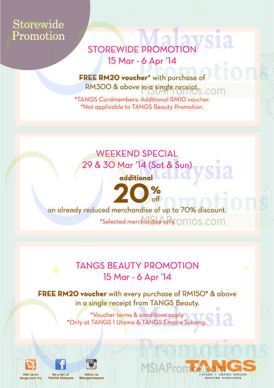 27 Mar Weekend Special Additional 20 Percent Off.