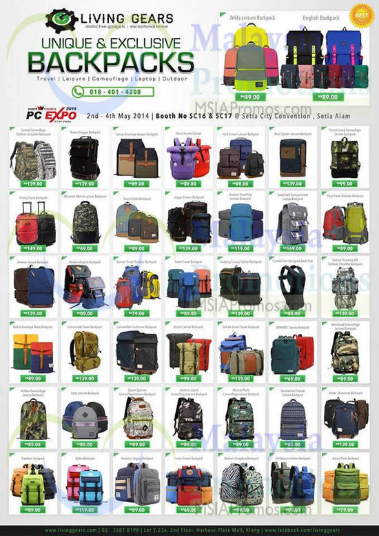 30 Apr Living Gears Backpacks