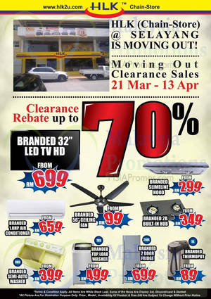 Featured image for (EXPIRED) HLK (Chain-Store) Moving Out SALE @ Selayang Selangor 21 Mar – 13 Apr 2014