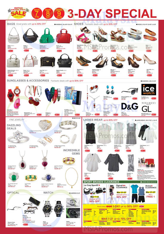 Bags, Shoes, Singlasses, Fine Jewellery, Ladies Wear, Optical, Watch, Sports Clearance