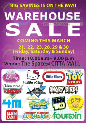 Featured image for Toys Branded Warehouse SALE @ Citta Mall 21 – 30 Mar 2014
