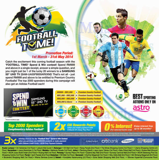 Football Time, Spend and Win Contest.