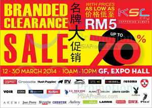 Featured image for Branded Clearance SALE @ KSL City Mall 12 – 30 Mar 2014
