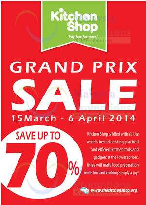 Featured image for (EXPIRED) Kitchen Shop Up To 70% OFF 15 Mar – 6 Apr 2014