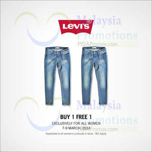 Featured image for (EXPIRED) Levi’s Buy 1 Get 1 FREE Promo For Ladies @ Nationwide 7 – 9 Mar 2014