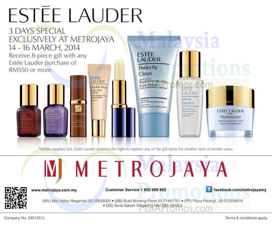 Metrojaya Estee Lauder Free 8pc Gift Promo 14 16 Mar 2014