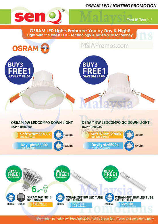 Osram LED Downlight, LED Tube Light, Daylight, Soft Warm