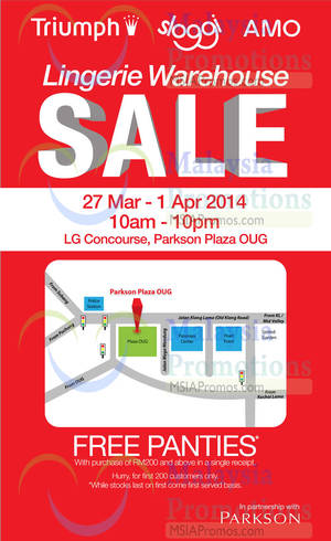 Featured image for (EXPIRED) Parkson Triumph, Sloggi & Ammo Lingerie Warehouse SALE 27 Mar – 1 Apr 2014