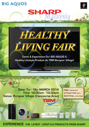 Featured image for Sharp Healthy Living Fair @ TBM Bangsar Village 7 – 16 Mar 2014