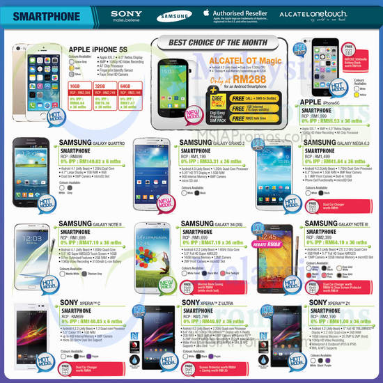 Smartphones, Apple, Samsung, Alcatel, Sony