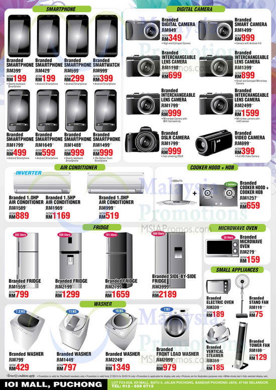 Smartphones, Digital Cameras, Air Conditioners, Washers, Fridges