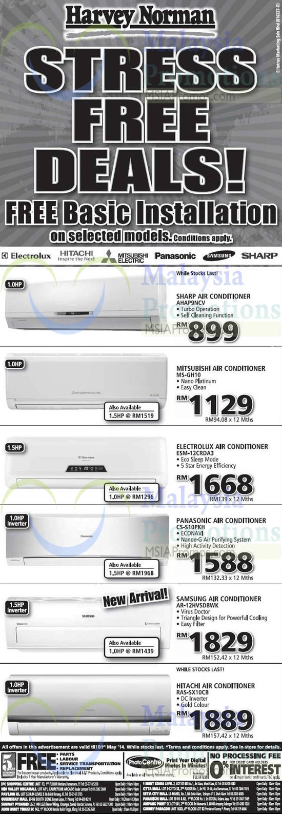 Air Conditioners, Mitsubishi, Electrolux, Panasonic, Samsung, Hitachi, Sharp