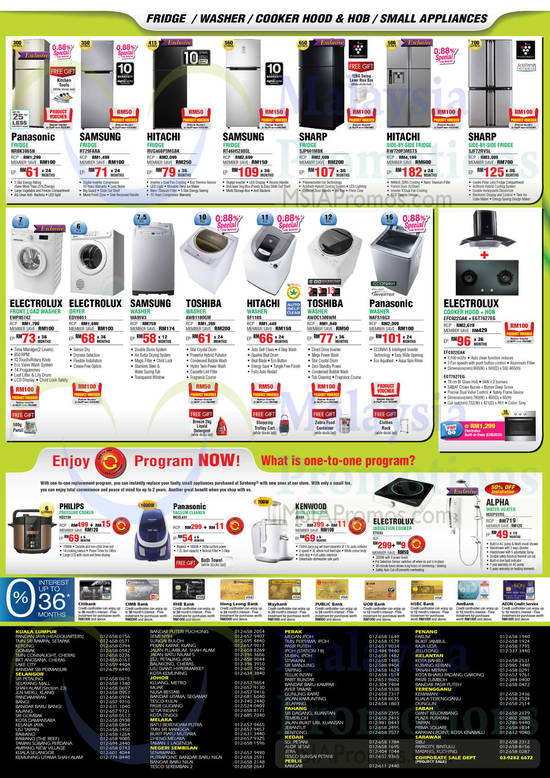 Appliances Fridges, Washers, Pressure Cookers, Vacuum Cleaner, Panasonic, Samsung, Hitachi, Sharp, Electrolux, Toshiba, Kenwood