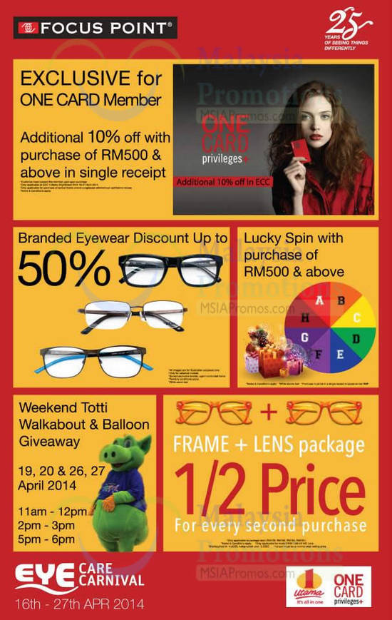 Eyewear Discount, Lucky Spin, Balloon Giveaway, Packages