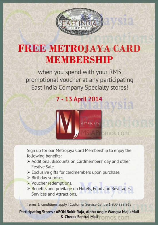 Free Metrojaya Card Membership