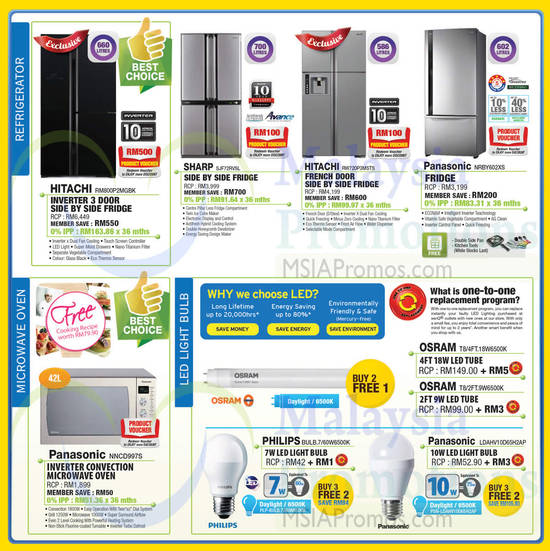 Fridges, Ovens, LED Lights, Light Bulbs, Hitachi, Sharp, Panasonic, Osram, Philips