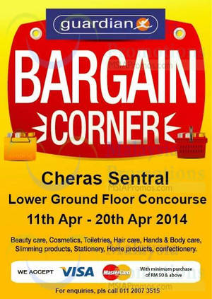 Featured image for (EXPIRED) Guardian Bargain Corner @ Cheras Sentral 11 – 20 Apr 2014