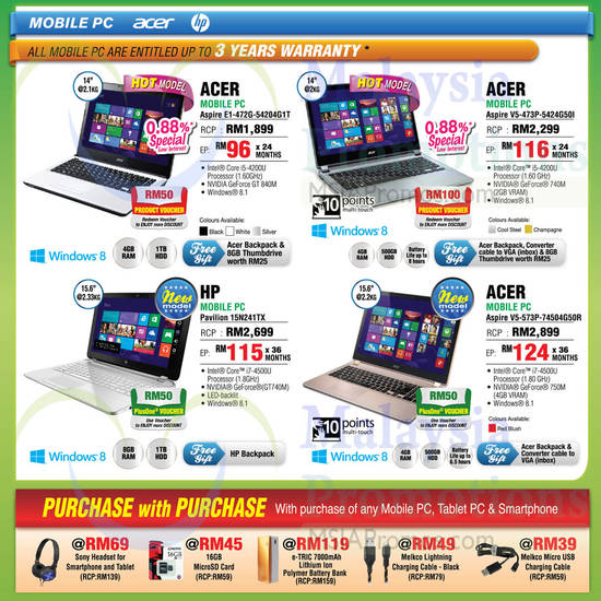 Notebooks, Acer, HP