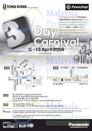 Featured image for (EXPIRED) Panasonic Tong Kong Panashop 3 Day Carnival @ Petaling Jaya SS3 & SS2 11 – 13 Apr 2014