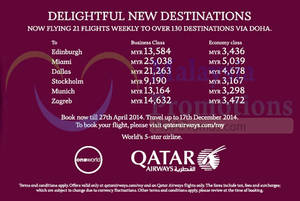 Featured image for (EXPIRED) Qatar Airways NEW Destinations Promo Air Fares 17 – 27 Apr 2014