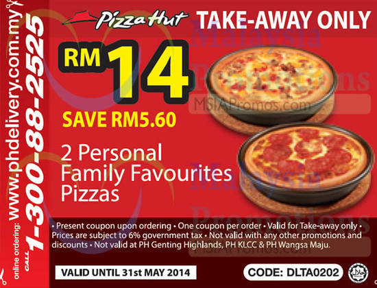 RM14 For 2 Personal Family Favourites Pizzas