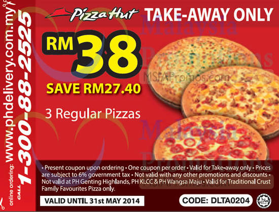 RM38 For 3 Regular Pizzas