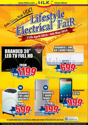 Featured image for HLK Lifestyle Electrical Fair Offers 11 Apr – 4 May 2014