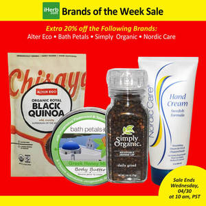Featured image for (EXPIRED) iHerb 20% OFF Alter Eco, Bath Petals, Simply Organic & Nordic Care 25 – 30 Apr 2014