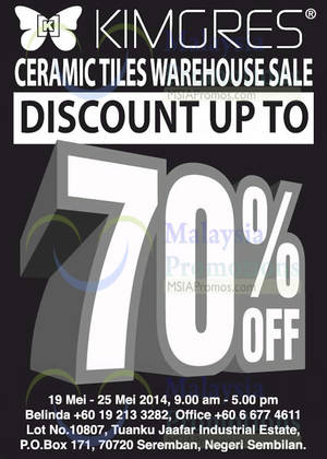 Featured image for Kimgres Ceramic Tiles Warehouse Sale @ Negeri Sembilan 19 – 25 May 2014