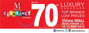 Featured image for (EXPIRED) M2 Premium Brands Clearance @ SStwo Mall 10 – 13 May 2014