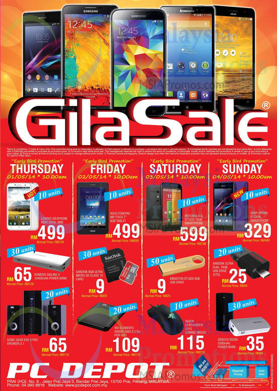 PC Depot Thursday to Sunday Deals, Smartphones, Speakers, Tablets, Powerbanks, Motorola, Sony, Asus, Lenovo