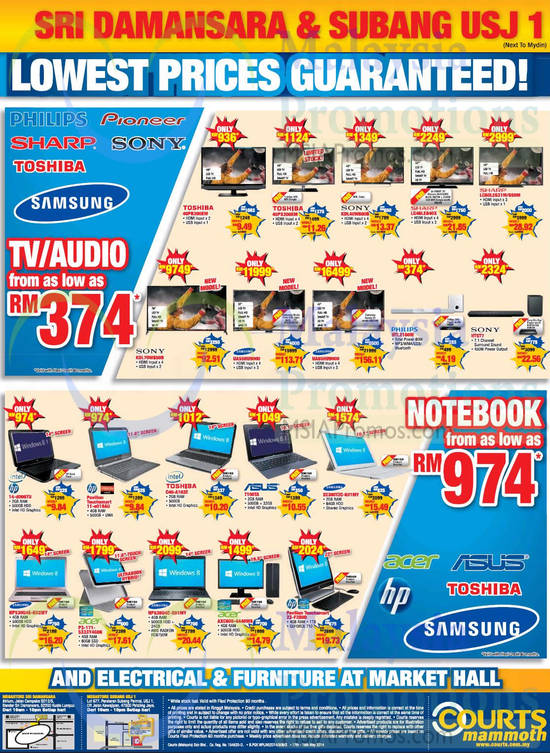 Sri Damansara, Subang USJ 1, TVs, Home Theatre Systems, Notebooks, Toshiba, Sony, Sharp, Samsung, Philips, HP, Asus, Acer