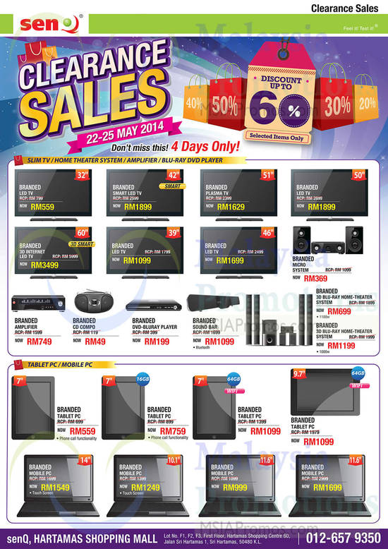 TVs, Notebooks, Tablets, Amplifiers, Soundbars, Blu Ray Home Theatre