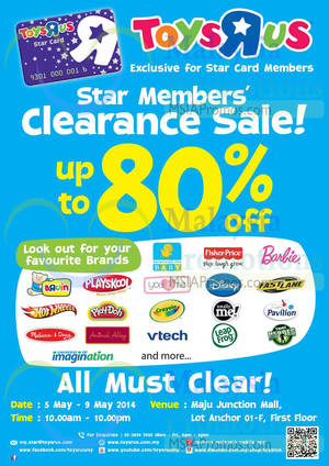 Featured image for (EXPIRED) Toys “R” Us Clearance SALE @ Maju Junction Mall 5 May – 4 Jun 2014