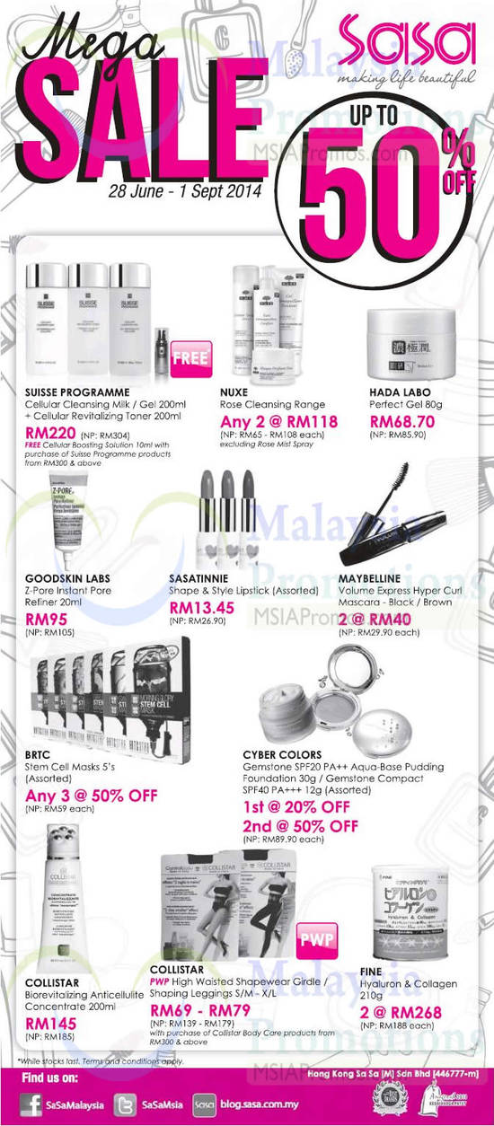 28 Jun Suisse Programme, Nuxe, Hada Labo, Goodskin Labs, Sasatinnie, Maybelline, BRTC, Collistar