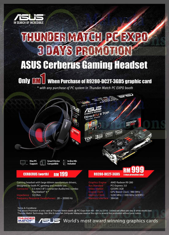 3 Jul Thundermatch Asus Graphic Cards Cerberus, R9280-DC2T-3GD5