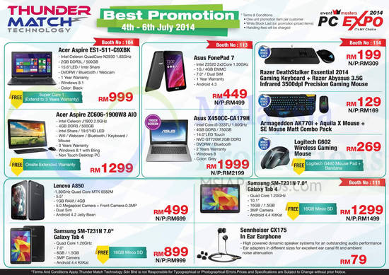 4 Jul Thundermatch Technology Notebooks, AIO Desktop PCs, Keyboards, Mouse, Mobile Phones, Acer, Asus, Lenovo, Samsung, Sennheiser