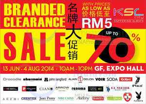 Featured image for (EXPIRED) Branded Clearance Sale @ KSL City 13 Jun – 4 Aug 2014