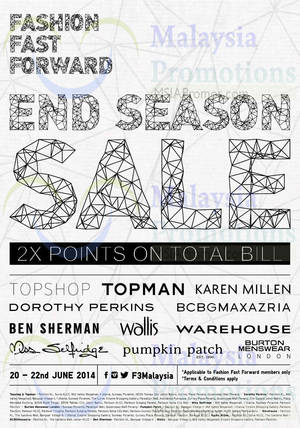 Featured image for Fashion Fast Forward Brands End of Season SALE 20 Jun – 20 Jul 2014