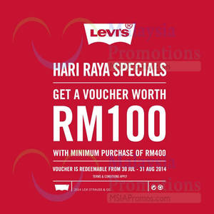 Featured image for (EXPIRED) Levi’s Spend RM400 & Get FREE RM100 Voucher 23 Jun 2014