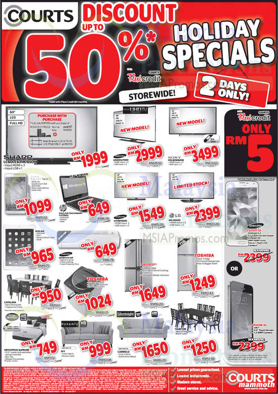 Mammoth TVs, Tablets, Notebooks, Air Conditioner, Mattress, Sofa, Sharp, Samsung, Sony, HP, LG, Silentnight, Dynamic