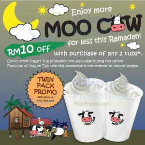 Featured image for Moo Cow Frozen Yogurt Buy 2 Tubs & Get RM10 OFF 28 Jun – 27 Jul 2014