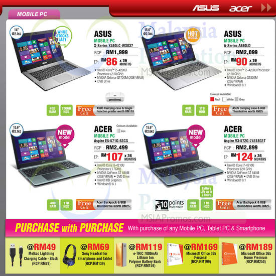 Notebooks, Acer, Asus