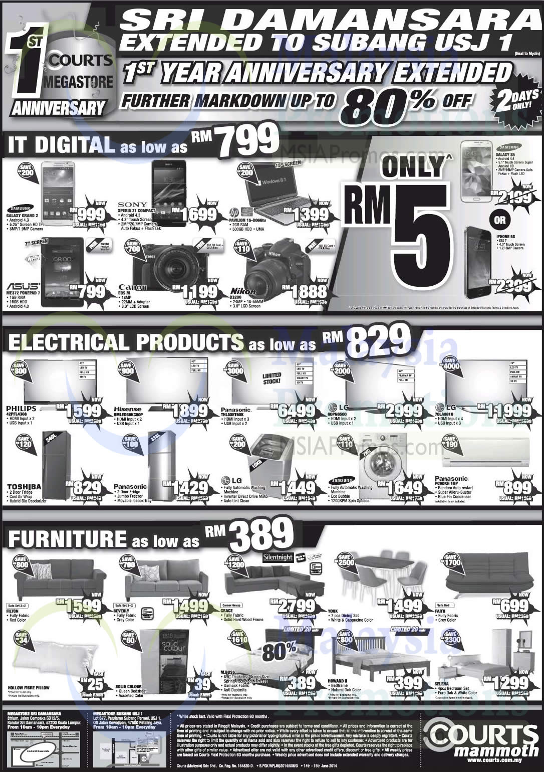 Featured image for Courts Mammoth, Subang USJ 1 & Sri Damansara Two Day Offers 14 - 15 Jun 2014