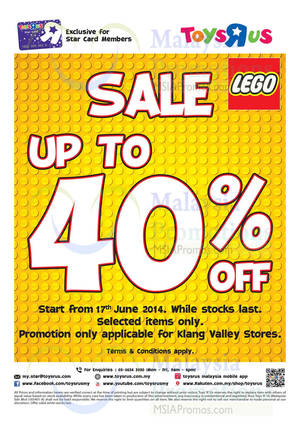 Featured image for Toys “R” Us Lego Up To 40% OFF Promo From 17 Jun 2014