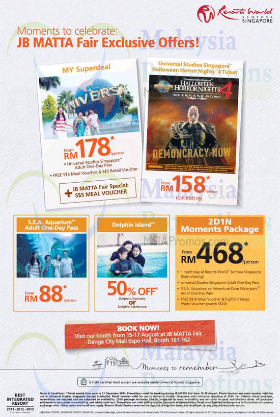 14 Aug Resorts World Sentosa Deals SEA Aquarium, Dolphin Island, Universal Studios