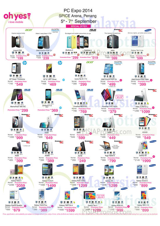 5 Sep Oh Yes Mobile Phones Acer, Asus, Lenovo, HP, Alcatel, Samsung